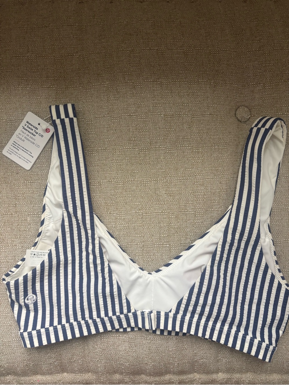 lululemon athletica Navy and White Striped Wireless Bralette - Picture 2 of 4